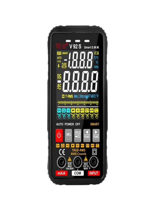 VAR TECH V 92 S Smart Digital Multimeter True RMS Fully Auto 6000 Counts HD Display, 600 V AC DC 10 A AC DC, Resistance Frequency Continuity Capacitance Temperature tests with NCV - Image 1